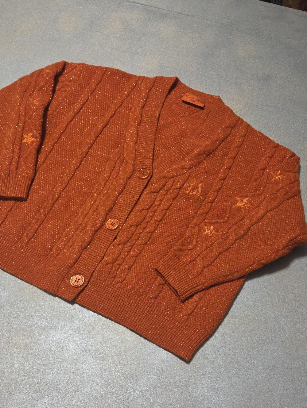Taylor Swift Burnt Orange Sparkle Cable Cardigan